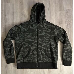 Mossimo Supply Co Full Zip Sherpa Lined Hoodie Jacket Camouflage Y2K Hunting L